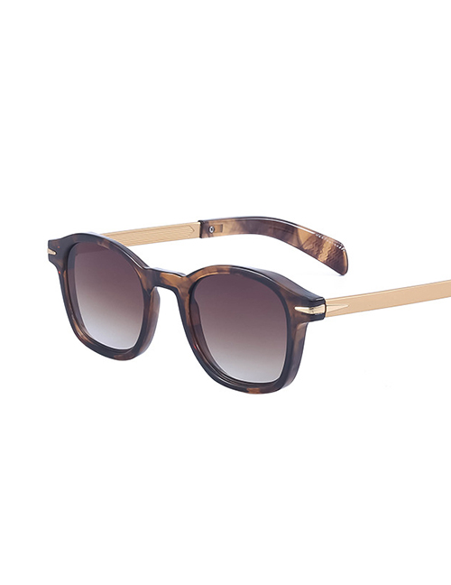 Fashion Striped Bean Curd Pc Square Large Frame Sunglasses