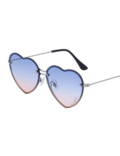 Fashion Silver Frame Top And Blue Powder Flakes Pc Love Sunglasses