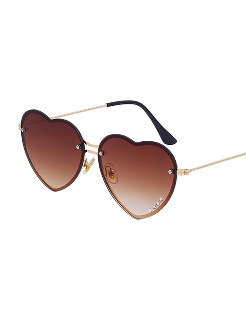 Fashion Gold Frame Progressive Tea Tablets Pc Love Sunglasses