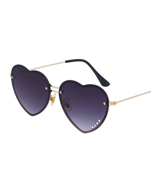 Fashion Gold Frame Black And Gray Sheet Pc Love Sunglasses