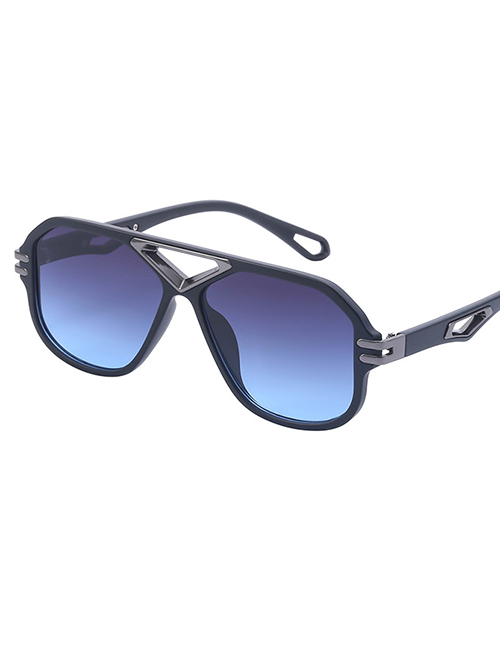 Fashion Grey Blue Pc Cutout Triangle Square Large Frame Sunglasses