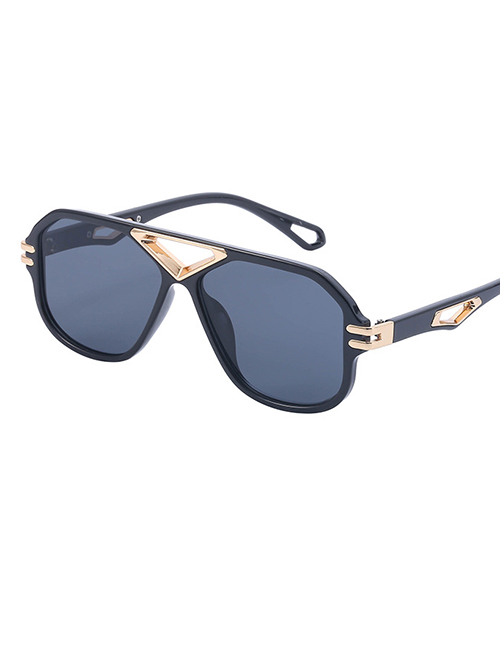 Fashion Golden Grey Pc Cutout Triangle Square Large Frame Sunglasses