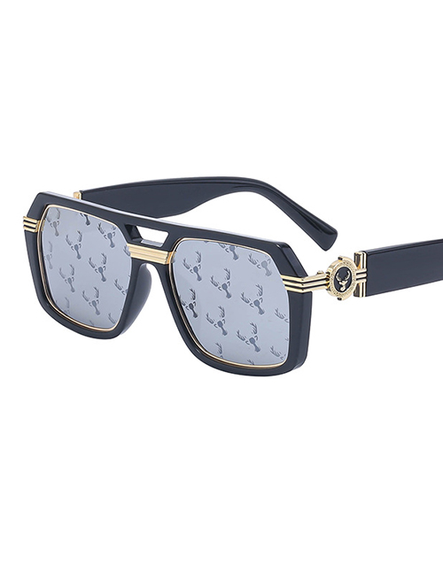 Fashion Black Letter Film Pc Steam Square Large Frame Sunglasses