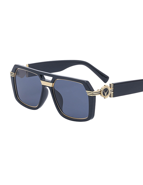Fashion Black All Grey Pc Steam Square Large Frame Sunglasses
