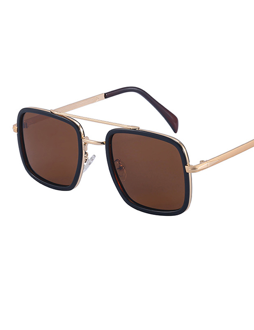 Fashion Polarized Brown Pc Square Large Frame Sunglasses