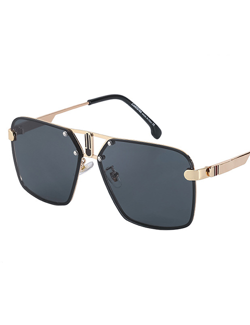 Fashion Gold Black Pc Square Large Frame Sunglasses