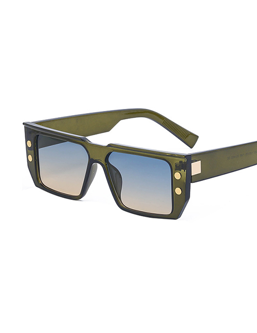 Fashion Green Pc Rice Nail Square Large Frame Sunglasses