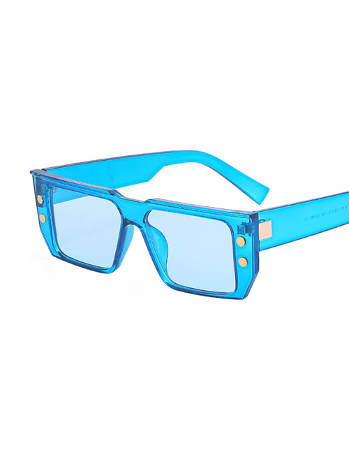 Fashion Blue Pc Rice Nail Square Large Frame Sunglasses