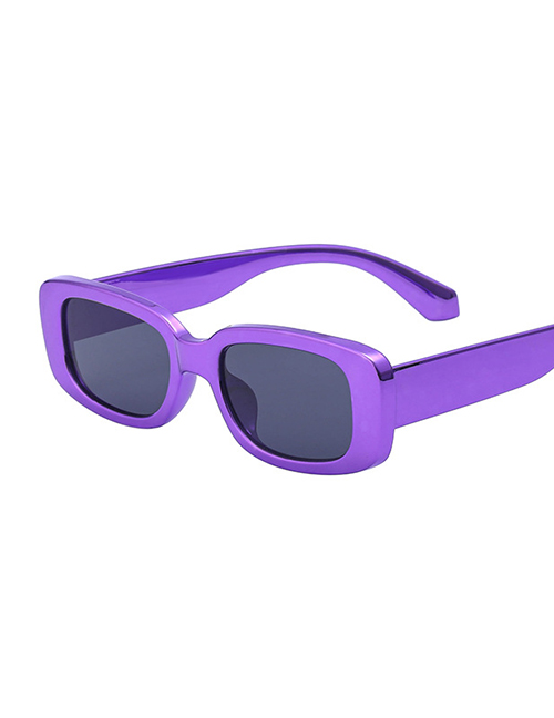 Fashion Electroplating Purple/3 Gray Pc Round Large Frame Sunglasses