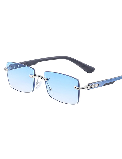 Fashion Gradually Blue Pc Rimless Square Sunglasses