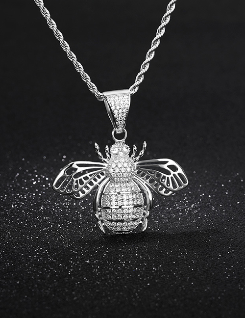 Fashion Silver Bronze Zirconium Bee Necklace