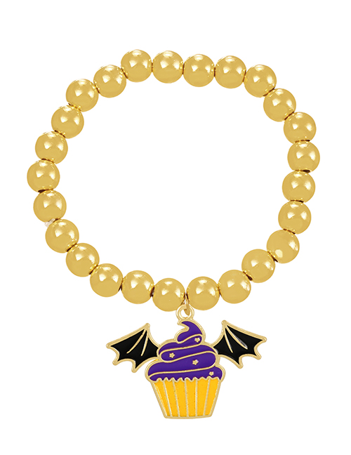 Fashion Gold-2 Alloy Drop Oil Halloween Wings Ice Cream Beaded Resin Bracelet