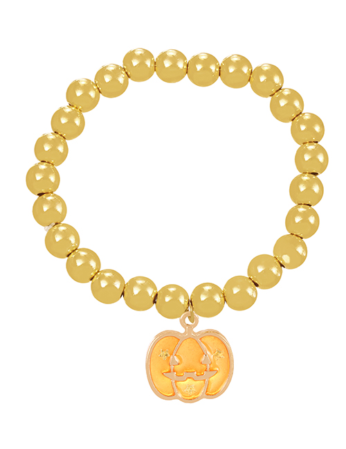 Fashion Gold-8 Alloy Drip Oil Halloween Pumpkin Beaded Resin Bracelet