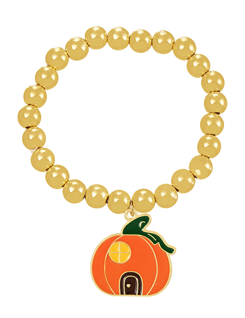 Fashion Gold-15 Alloy Drip Oil Halloween Pumpkin Hut Beaded Resin Bracelet