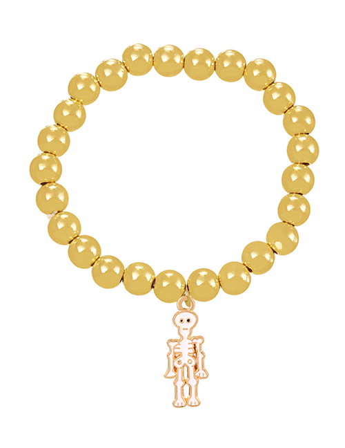 Fashion Gold-18 Alloy Drop Oil Halloween Skeleton Resin Beaded Bracelet