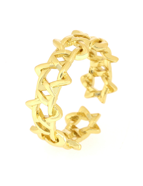 Fashion 3# Solid Copper Geometric Cutout Open Ring