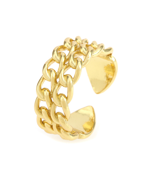 Fashion Gold Gold Plated Copper Double Chain Open Ring