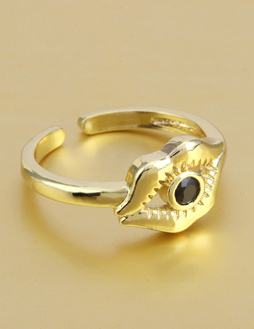 Fashion Black Diamond Bronze Zirconium Eye Ring