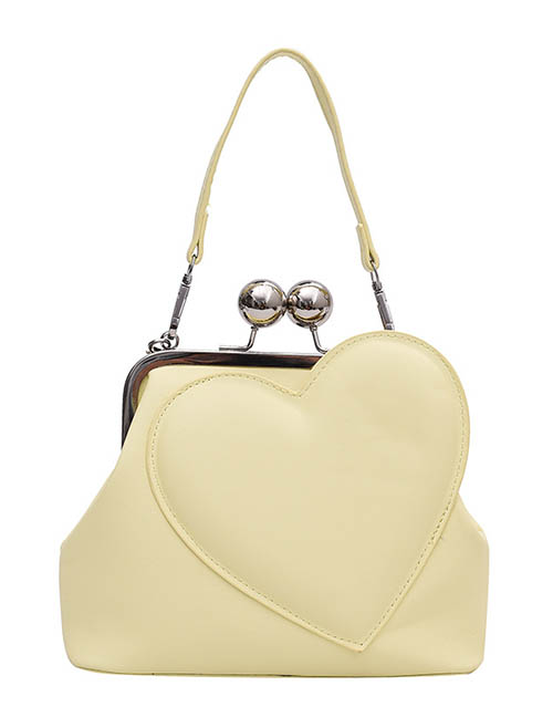 Fashion Yellow Pu Heart Irregular Clip Buckle Bag