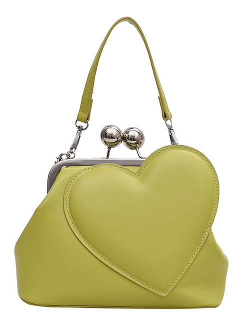 Fashion Green Pu Heart Irregular Clip Buckle Bag