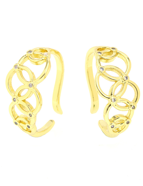 Fashion Gold Brass-inlaid Zirconium Interlocking Ear Cuffs