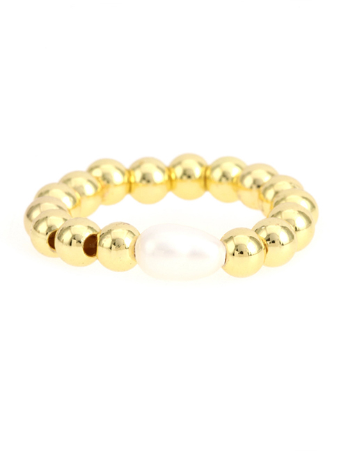 Fashion Gold Gold Plated Copper Beaded Ring