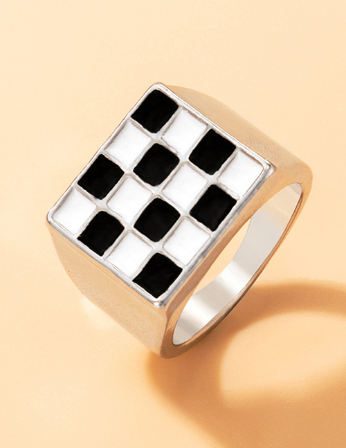 Fashion 20931-1 Alloy Drip Checkerboard Ring Set