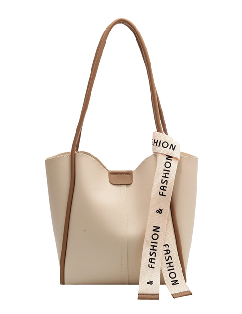 Fashion Creamy-white Pu Large Capacity Shoulder Bag