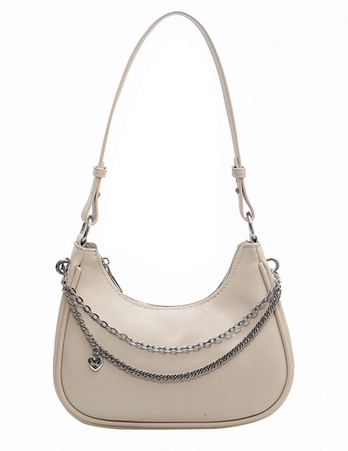 Fashion Creamy-white Pu Large Capacity Chain Portable Shoulder Bag