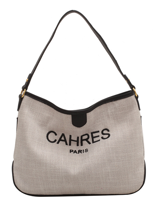 Fashion Black Canvas Letters Large Capacity Tote