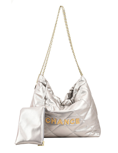 Fashion Silver Large Capacity Letter Shoulder Bag