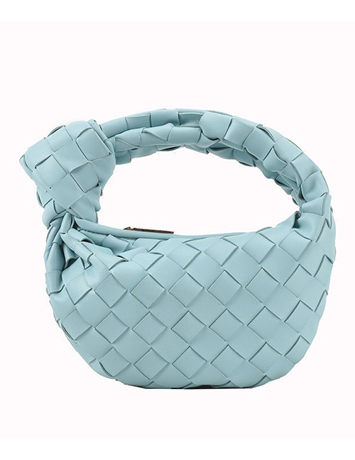 Fashion Blue Pu Diamond Woven Handbag