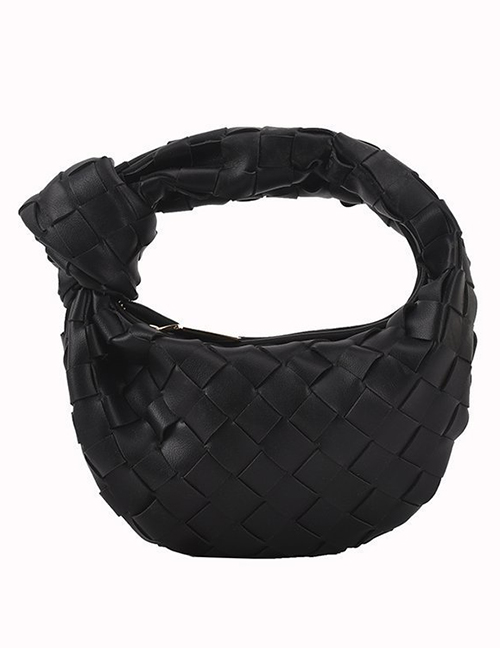 Fashion Black Pu Diamond Woven Handbag