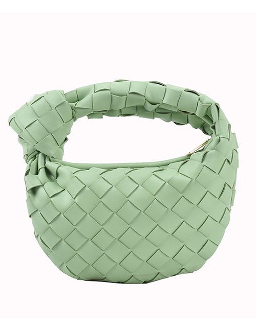 Fashion Light Green Pu Diamond Woven Handbag