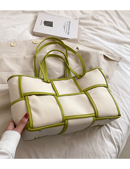 Fashion Green Pu Checkered Large Capacity Shoulder Bag