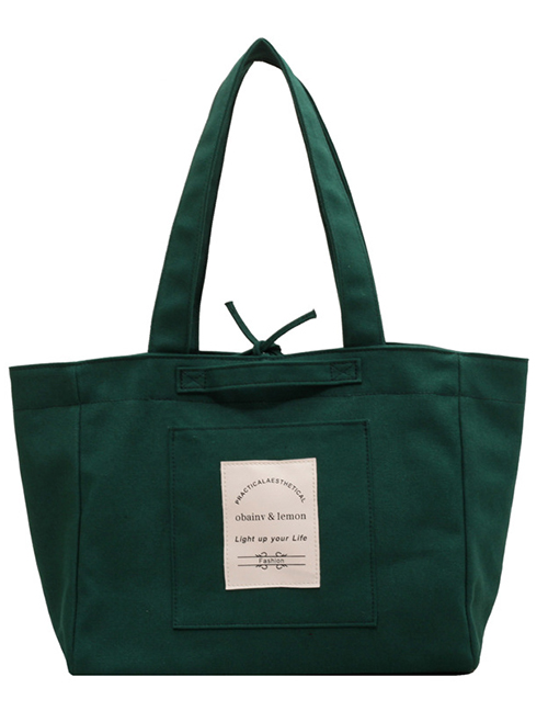 Fashion Green Canvas Large Capacity Shoulder Bag