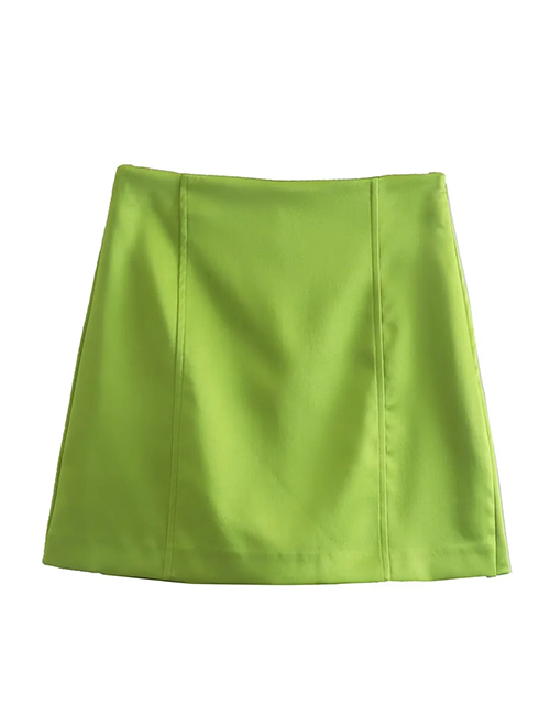 Fashion Green Silk-satin Micro-pleated Culottes