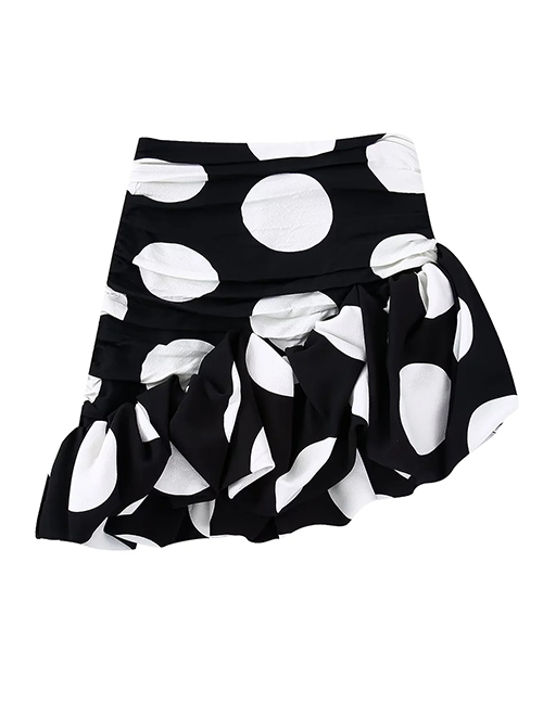 Fashion Black Polka Dot Irregular Skirt