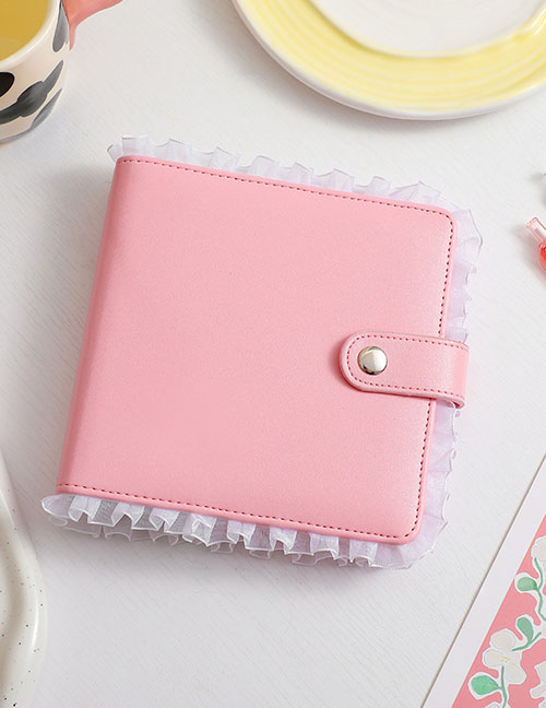 Fashion A7 Pink Shell (without Inner Page) Pu Solid Color Loose-leaf Lace Edge Album Book