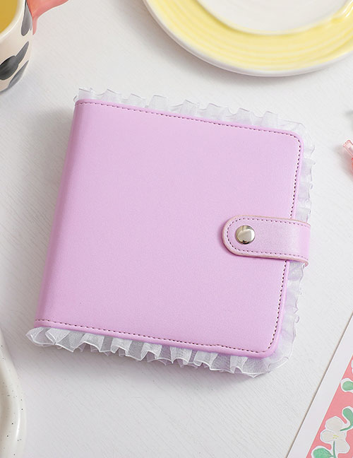 Fashion A7 Purple Shell (without Inner Page) Pu Solid Color Loose-leaf Lace Edge Album Book