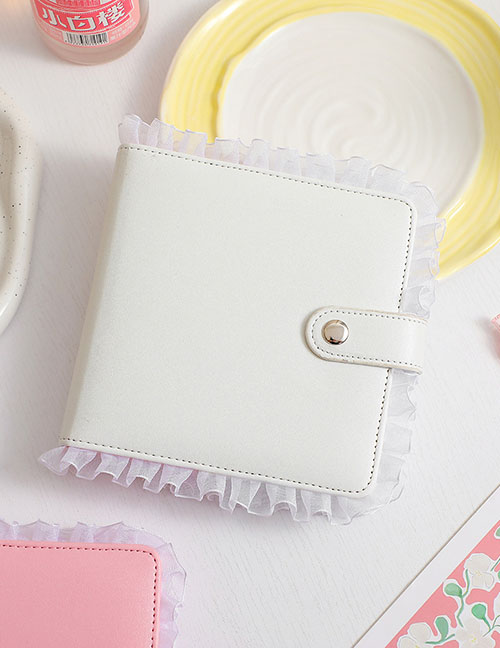 Fashion A7 White Shell (without Inner Page) Pu Solid Color Loose-leaf Lace Edge Album Book