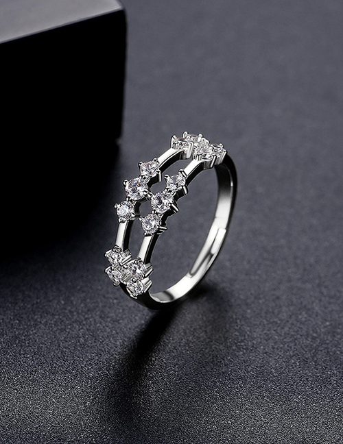 Fashion Silver Bronze Zirconium Geometric Open Ring