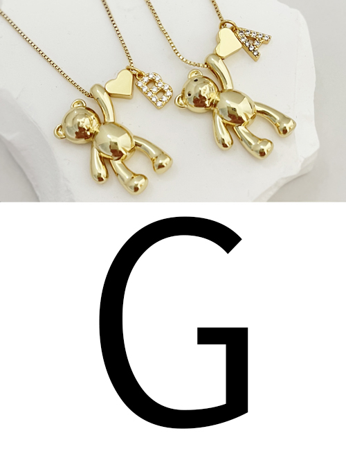 Fashion G Bronze Zirconium 26 Letter Love Bear Pendant Necklace