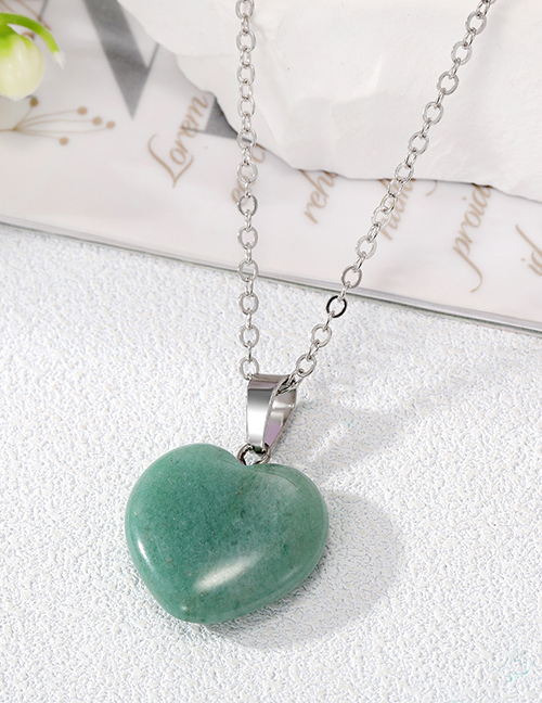 Fashion Dark Green Love Stone Necklace Geometric Heart Stone Necklace