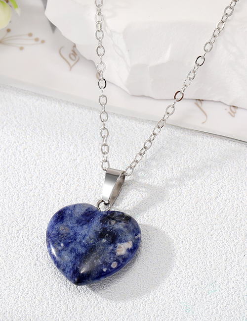Fashion Deep Blue Sky Love Stone Necklace Geometric Heart Stone Necklace