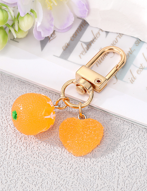 Fashion Orange Orange Heart Keychain Plastic Simulation Orange Soft Pottery Love Keychain