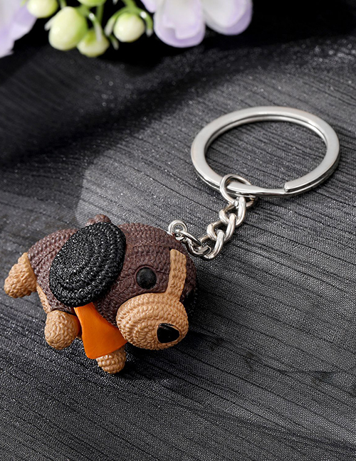 Fashion Brown Puppy Plastic Wool Puppy Keychain