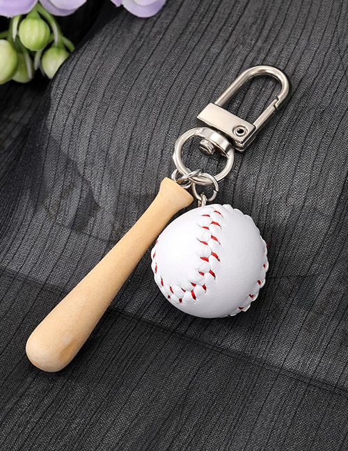Fashion Baseball Keychain (with Baseball Bat) Plastic Simulation Baseball Keychain