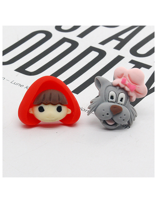 Fashion Little Red Riding Hood And The Big Bad Wolf Stud Earrings Little Red Riding Hood Big Bad Wolf Cartoon Earrings