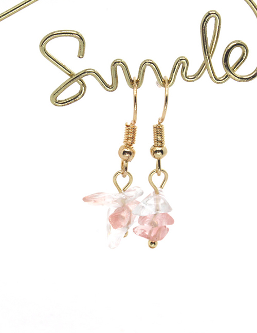 Fashion Pink And White Stone Geometric Natural Stone Crushed Stone Drop Earrings